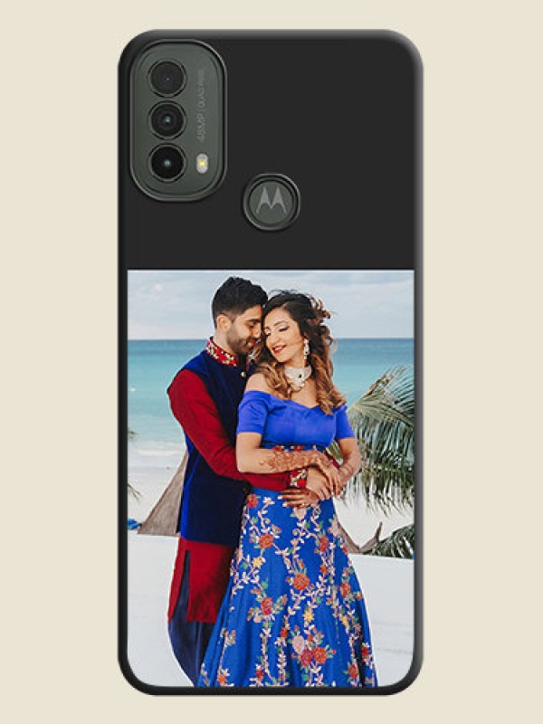 Custom Image Upload With Space Black Color On Custom Soft Matte Mobile Back Cover - Motorola Moto E30