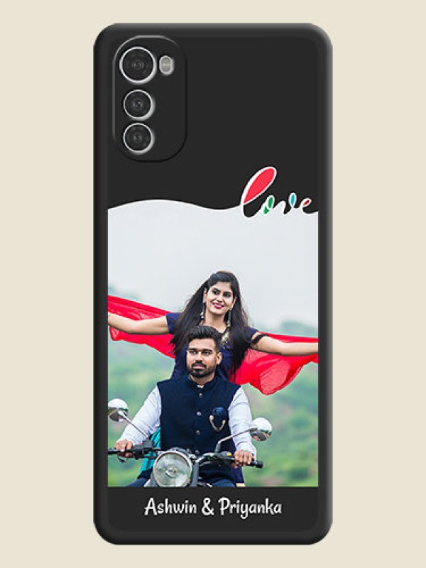 Custom Fall in Love Pattern with Picture on Photo on Space Black Soft Matte Mobile Case - Motorola Moto E32s