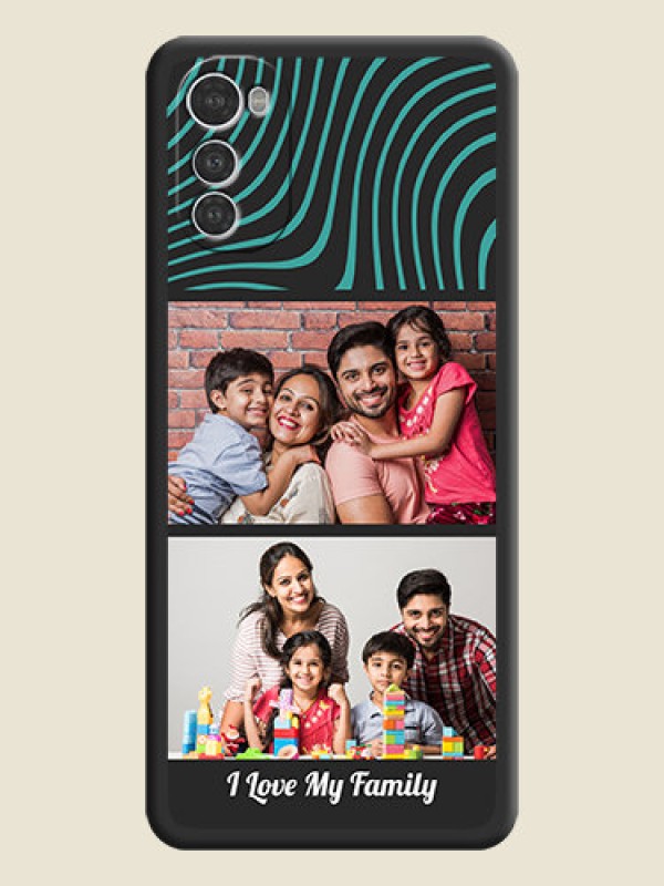 Custom Wave Pattern with 2 Image Holder on Space Black Personalized Soft Matte Phone Covers - Motorola Moto E32s
