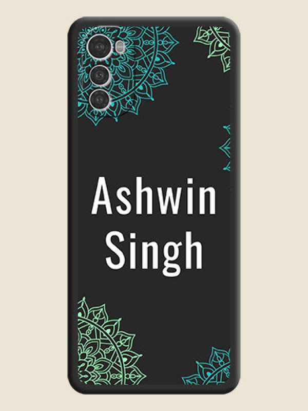Custom Your Name with Floral Design on Space Black Custom Soft Matte Back Cover - Motorola Moto E32s