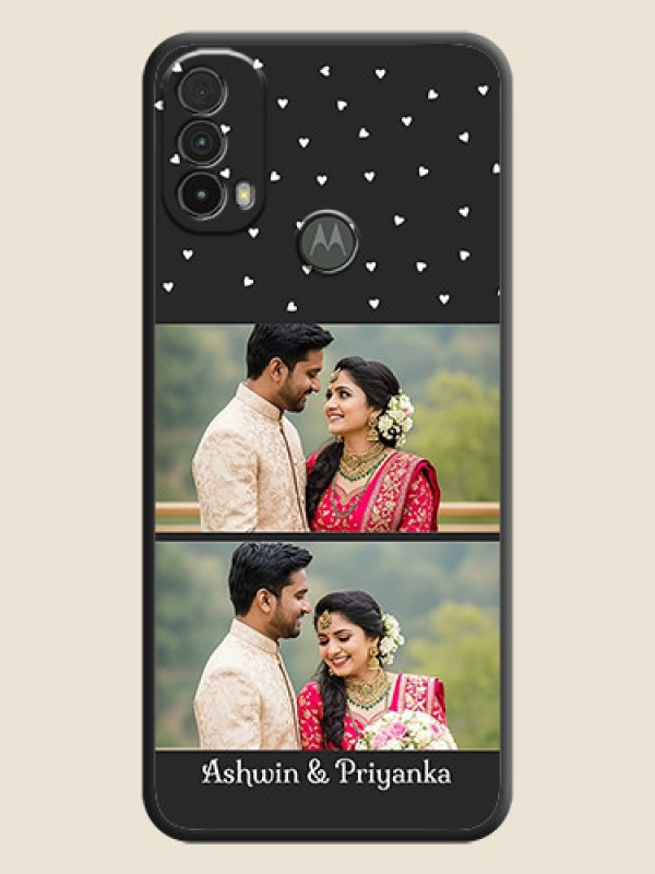 Custom Miniature Love Symbols with Name on Space Black Custom Soft Matte Back Cover - Moto E40