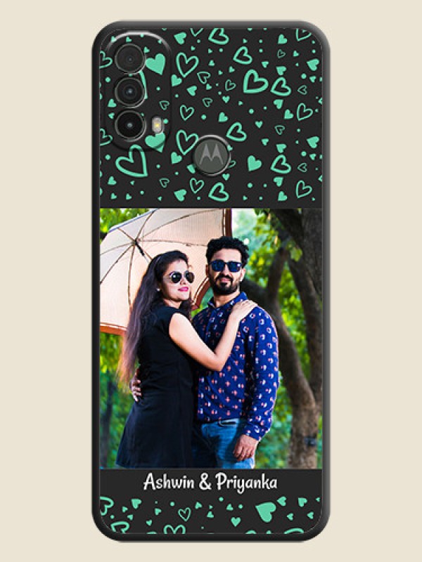 Custom Sea Green Indefinite Love Pattern on Photo on Space Black Soft Matte Mobile Cover - Moto E40