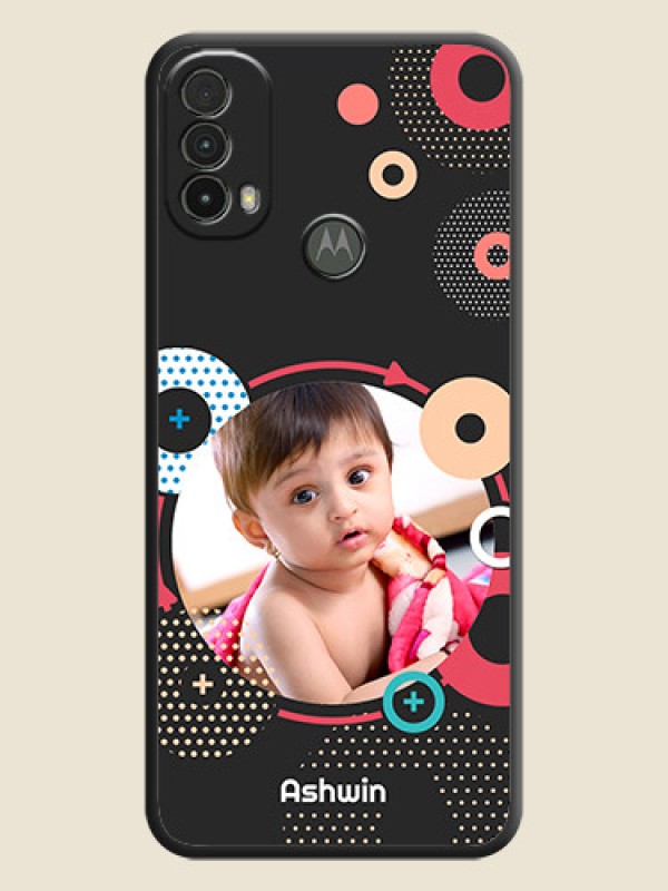 Custom Multicoloured Round Image on Personalised Space Black Soft Matte Cases - Moto E40