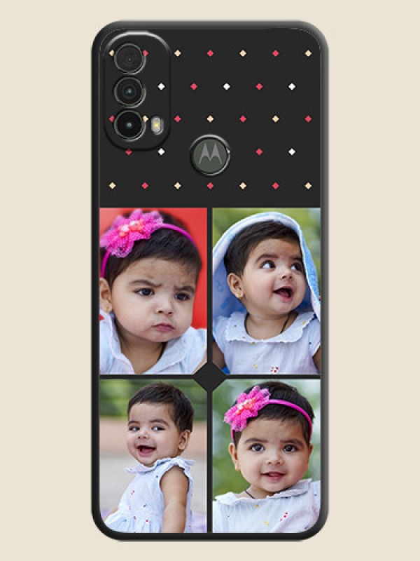 Custom Multicolor Dotted Pattern with 4 Image Holder on Space Black Custom Soft Matte Phone Cases - Moto E40