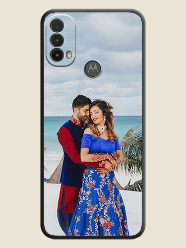 Custom Full Single Pic Upload On Space Black Personalized Soft Matte Phone Covers -Motorola Moto E40