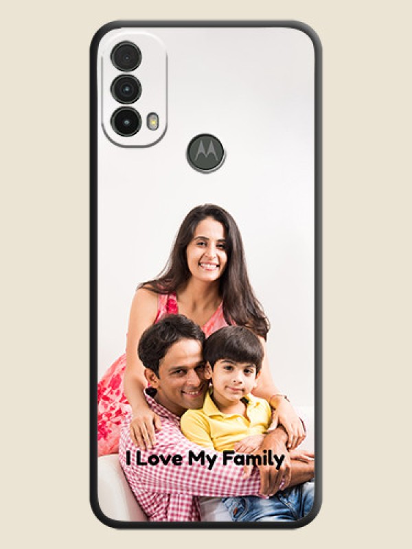 Custom Full Single Pic Upload With Text On Space Black Personalized Soft Matte Phone Covers -Motorola Moto E40