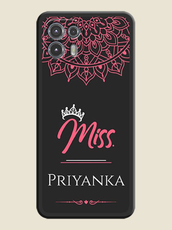 Custom Mrs Name with Floral Design on Space Black Personalized Soft Matte Phone Covers - Moto Edge 20 Fusion 5G
