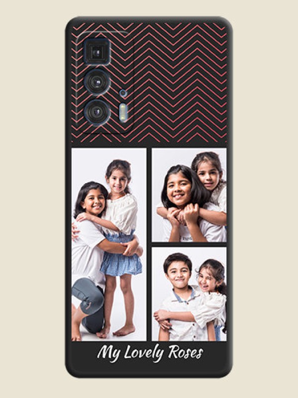 Custom Wave Pattern with 3 Image Holder on Space Black Custom Soft Matte Back Cover - Moto Edge 20 Pro