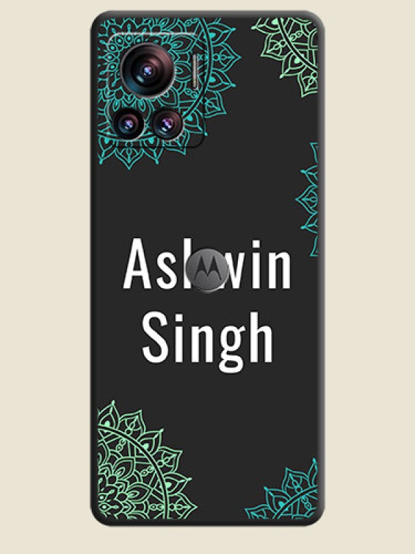 Custom Your Name with Floral Design on Space Black Custom Soft Matte Back Cover - Motorola Moto Edge 30 Ultra