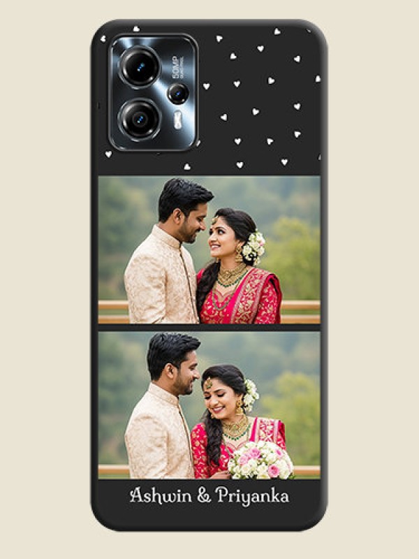 Custom Miniature Love Symbols with Name on Space Black Custom Soft Matte Back Cover - Moto G13