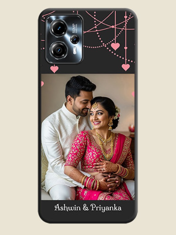 Custom Pink Love Hangings with Text on Space Black Custom Soft Matte Back Cover - Moto G13
