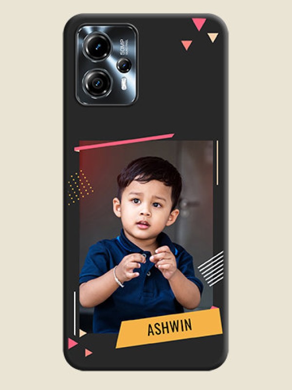 Custom Photo Frame with Triangle Small Dots on Photo on Space Black Soft Matte Back Cover - Moto G13