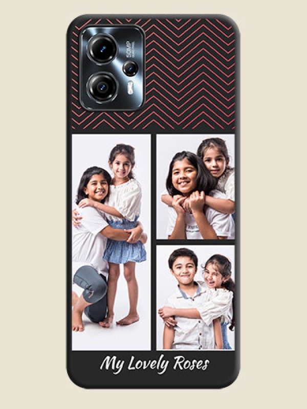 Custom Wave Pattern with 3 Image Holder on Space Black Custom Soft Matte Back Cover - Moto G13