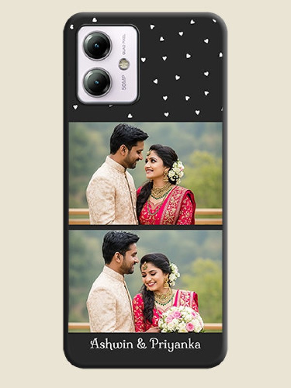 Custom Miniature Love Symbols with Name on Space Black Custom Soft Matte Back Cover - Moto G14