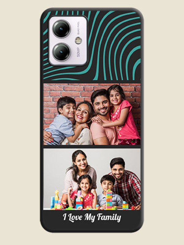 Custom Wave Pattern with 2 Image Holder on Space Black Personalized Soft Matte Phone Covers - Moto G14