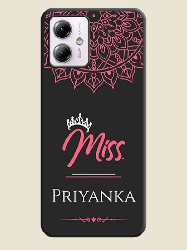 Custom Mrs Name with Floral Design on Space Black Personalized Soft Matte Phone Covers - Moto G14