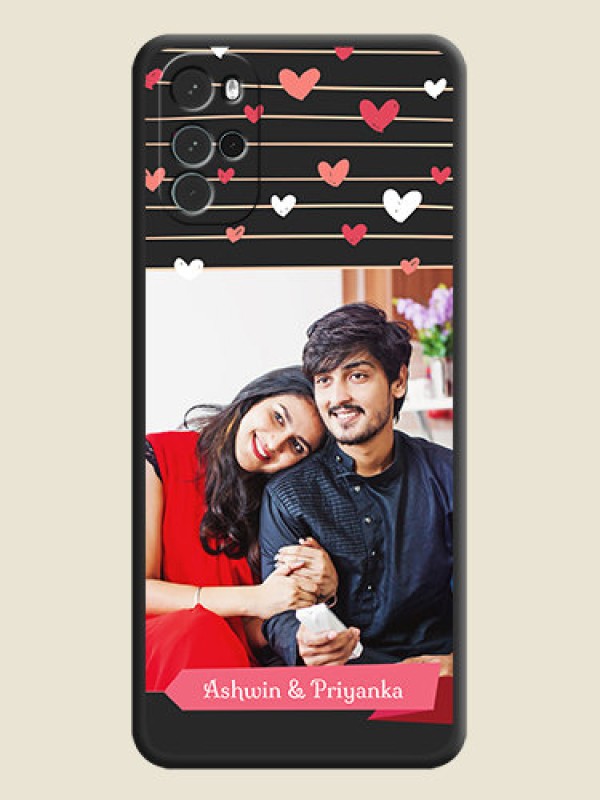 Custom Love Pattern with Name on Pink Ribbon  on Photo on Space Black Soft Matte Back Cover - Moto G22