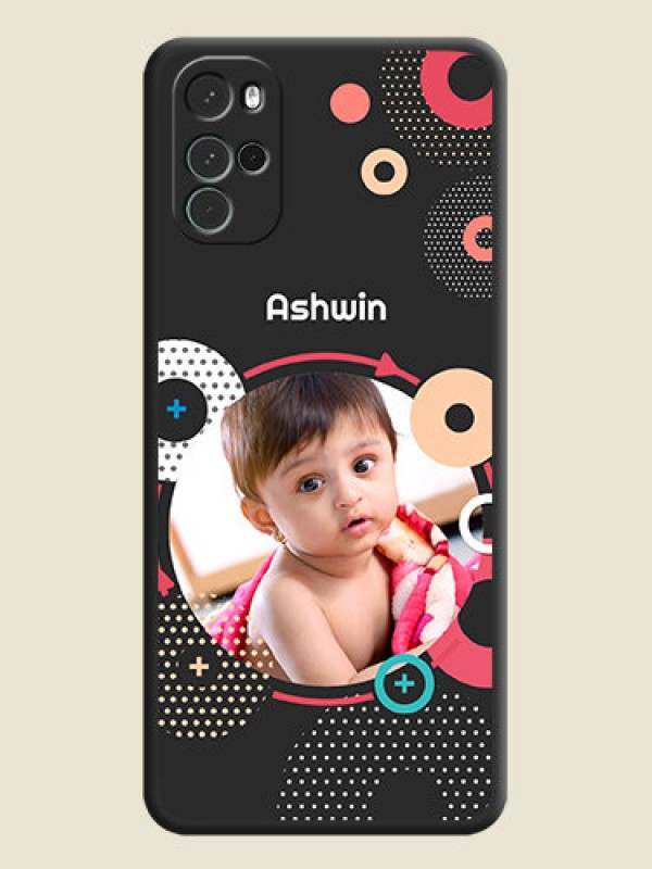 Custom Multicoloured Round Image on Personalised Space Black Soft Matte Cases - Moto G22