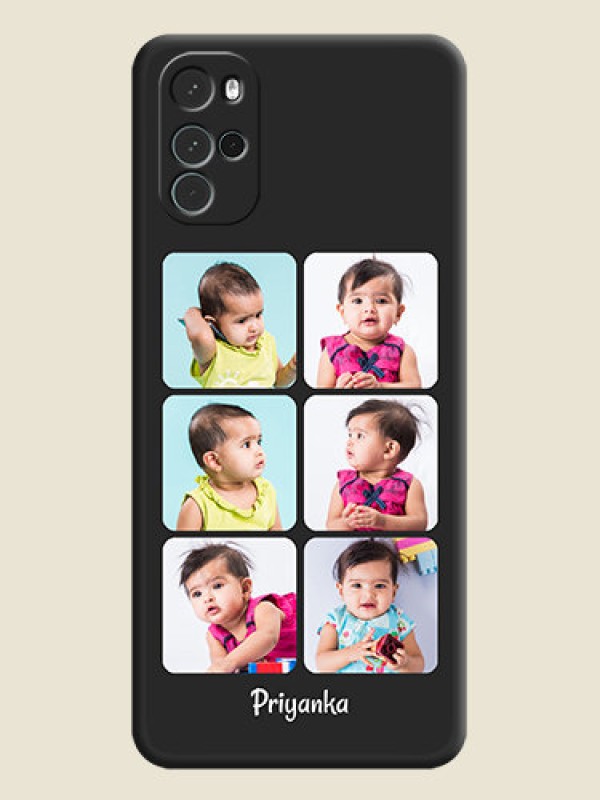 Custom Floral Art with 6 Image Holder on Photo on Space Black Soft Matte Mobile Case - Moto G22