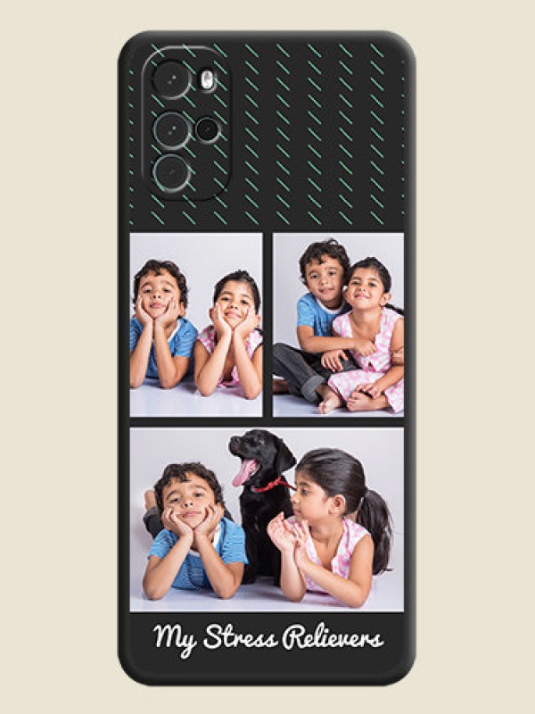 Custom Cross Dotted Pattern with 2 Image Holder  on Personalised Space Black Soft Matte Cases - Moto G22