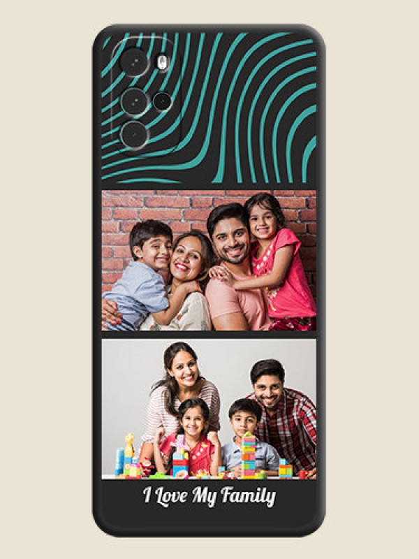 Custom Wave Pattern with 2 Image Holder on Space Black Personalized Soft Matte Phone Covers - Moto G22