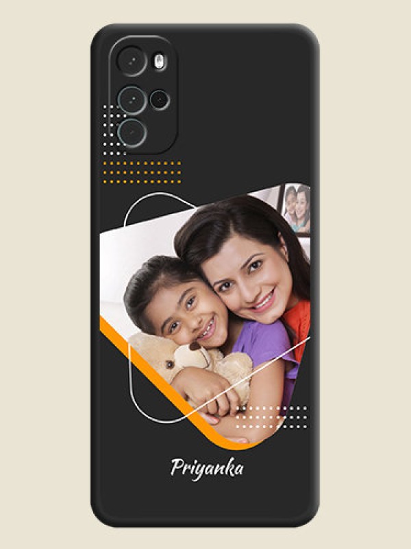 Custom Yellow Triangle on Photo on Space Black Soft Matte Phone Cover - Moto G22