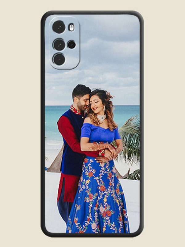 Custom Full Single Pic Upload On Space Black Personalized Soft Matte Phone Covers -Motorola Moto G22