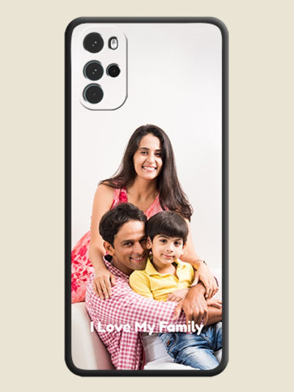 Custom Full Single Pic Upload With Text On Space Black Personalized Soft Matte Phone Covers -Motorola Moto G22