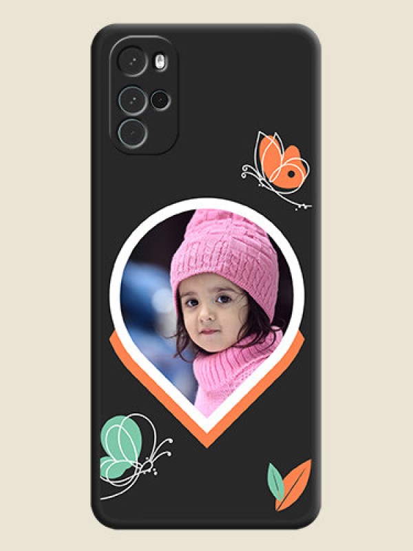 Custom Upload Pic With Simple Butterly Design On Space Black Personalized Soft Matte Phone Covers -Motorola Moto G22