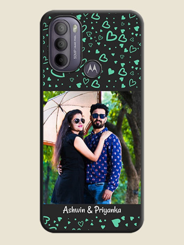 Custom Sea Green Indefinite Love Pattern on Photo on Space Black Soft Matte Mobile Cover - Moto G31