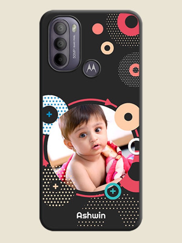 Custom Multicoloured Round Image on Personalised Space Black Soft Matte Cases - Moto G31