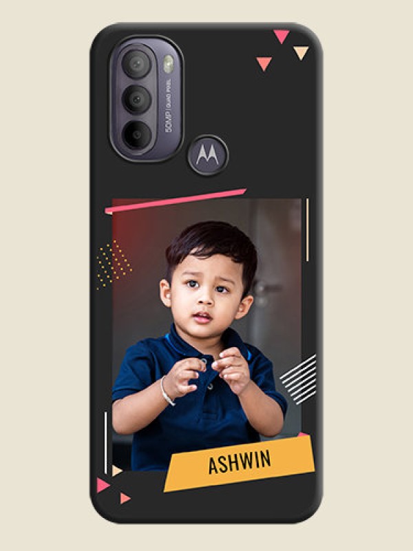 Custom Photo Frame with Triangle Small Dots on Photo on Space Black Soft Matte Back Cover - Moto G31