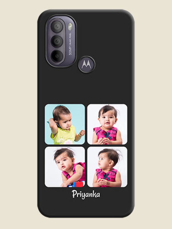 Custom Floral Art with 6 Image Holder on Photo on Space Black Soft Matte Mobile Case - Moto G31