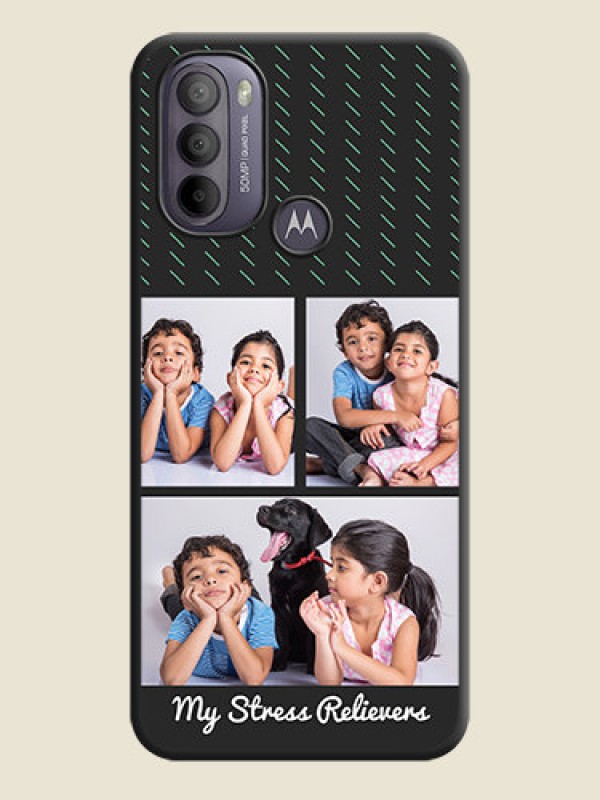 Custom Cross Dotted Pattern with 2 Image Holder  on Personalised Space Black Soft Matte Cases - Moto G31