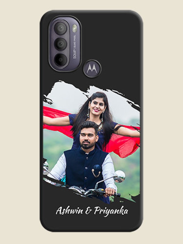 Custom Grunge Brush Strokes on Photo on Space Black Soft Matte Back Cover - Moto G31