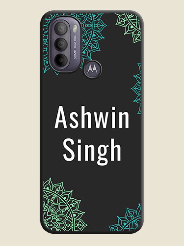 Custom Your Name with Floral Design on Space Black Custom Soft Matte Back Cover - Moto G31