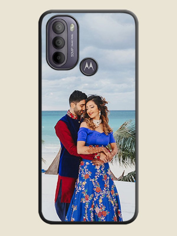 Custom Full Single Pic Upload On Space Black Personalized Soft Matte Phone Covers -Motorola Moto G31
