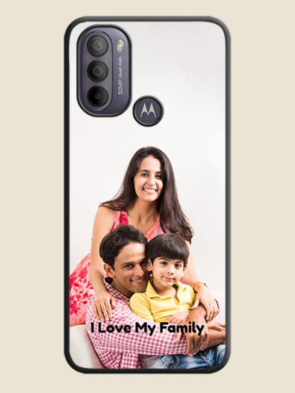 Custom Full Single Pic Upload With Text On Space Black Personalized Soft Matte Phone Covers -Motorola Moto G31