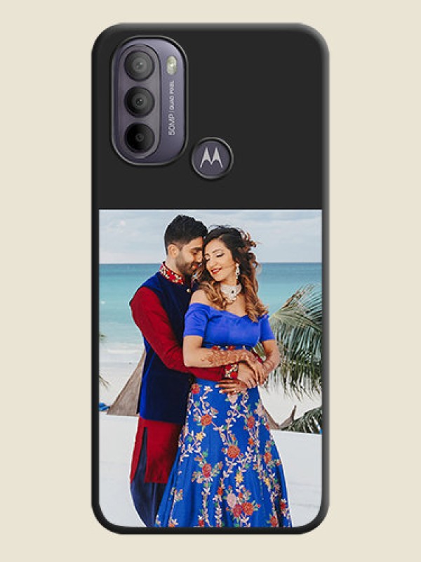 Custom Image Upload With Space Black Color On Custom Soft Matte Mobile Back Cover - Motorola Moto G31