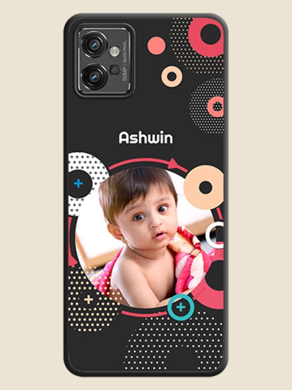 Custom Multicoloured Round Image on Personalised Space Black Soft Matte Cases - Motorola Moto G32