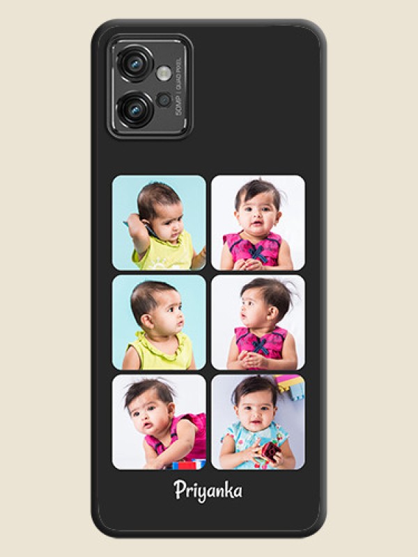 Custom Floral Art with 6 Image Holder on Photo on Space Black Soft Matte Mobile Case - Motorola Moto G32