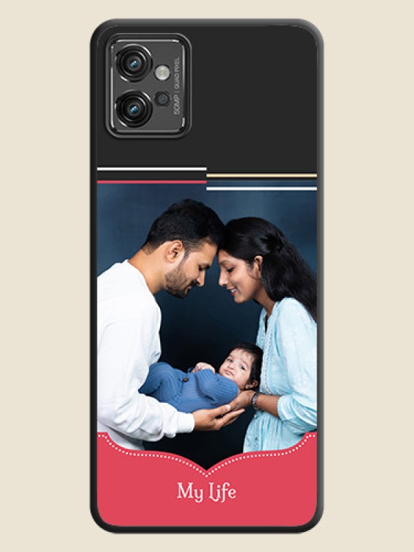 Custom Classic Plain Design with Name on Photo on Space Black Soft Matte Phone Cover - Motorola Moto G32