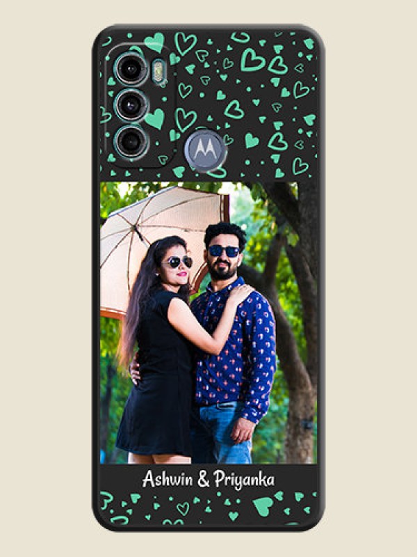 Custom Sea Green Indefinite Love Pattern on Photo on Space Black Soft Matte Mobile Cover - Motorola Moto G40 Fusion