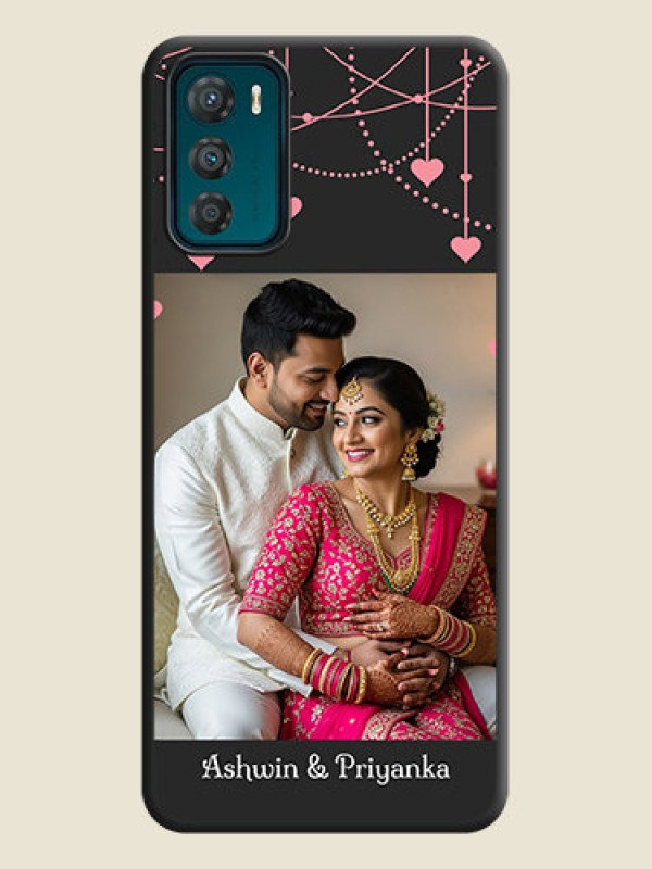 Custom Pink Love Hangings with Text on Space Black Custom Soft Matte Back Cover - Motorola Moto G42