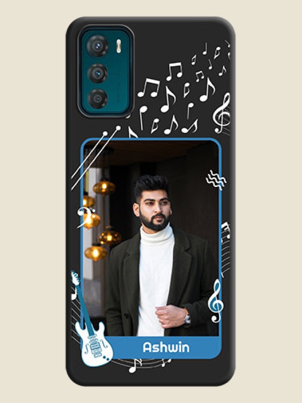 Custom Musical Theme Design with Text on Photo on Space Black Soft Matte Mobile Case - Motorola Moto G42