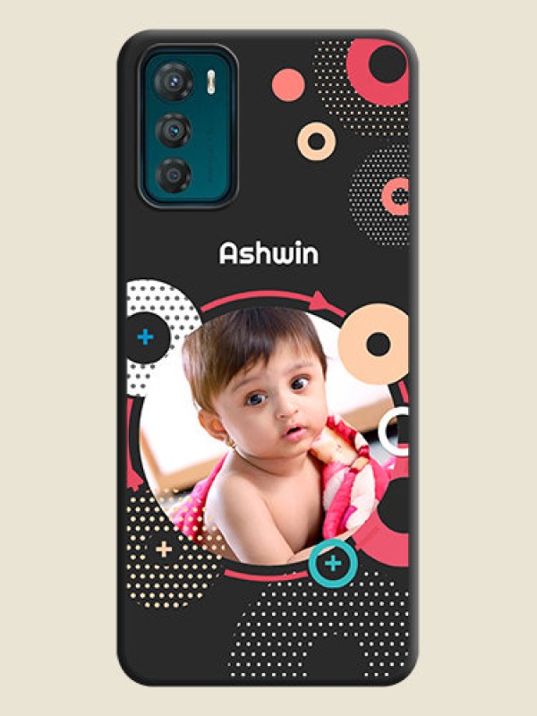 Custom Multicoloured Round Image on Personalised Space Black Soft Matte Cases - Motorola Moto G42