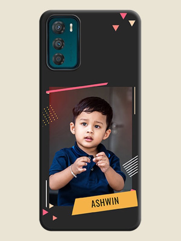 Custom Photo Frame with Triangle Small Dots on Photo on Space Black Soft Matte Back Cover - Motorola Moto G42