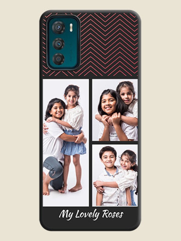 Custom Wave Pattern with 3 Image Holder on Space Black Custom Soft Matte Back Cover - Motorola Moto G42
