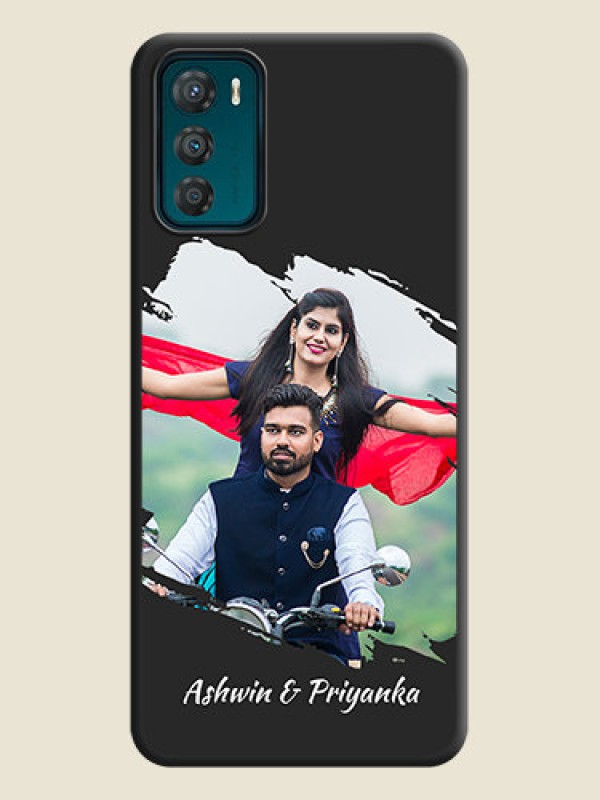 Custom Grunge Brush Strokes on Photo on Space Black Soft Matte Back Cover - Motorola Moto G42