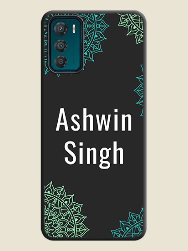 Custom Your Name with Floral Design on Space Black Custom Soft Matte Back Cover - Motorola Moto G42